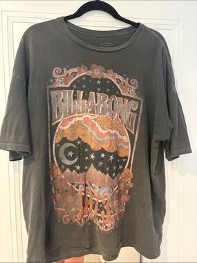 Billabong Black Tee with Rust and Cream Graphic